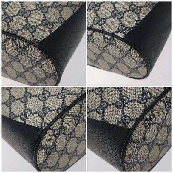 GUCCI GG Supreme Sherry Line Shoulder Bag PVC Navy Gold 41 02 034 Auth 124862 - Picture 14 of 16